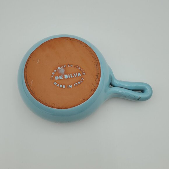 De Silva Blue Terracotta Handled Soup Bowl Light Blue Chili Chowder Crock - Picture 5 of 6